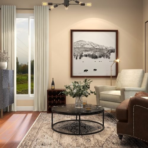 white and brown living room set